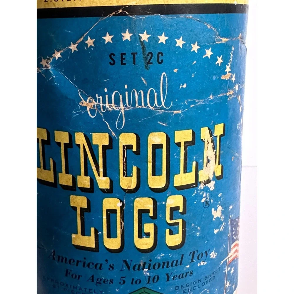 Vintage Lincoln Logs Set 2C Canister Only Storage Tube Chicago IL Original Toy
